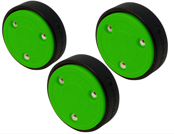4oz GREEN Slider Stickhandling Puck - BOX of 40